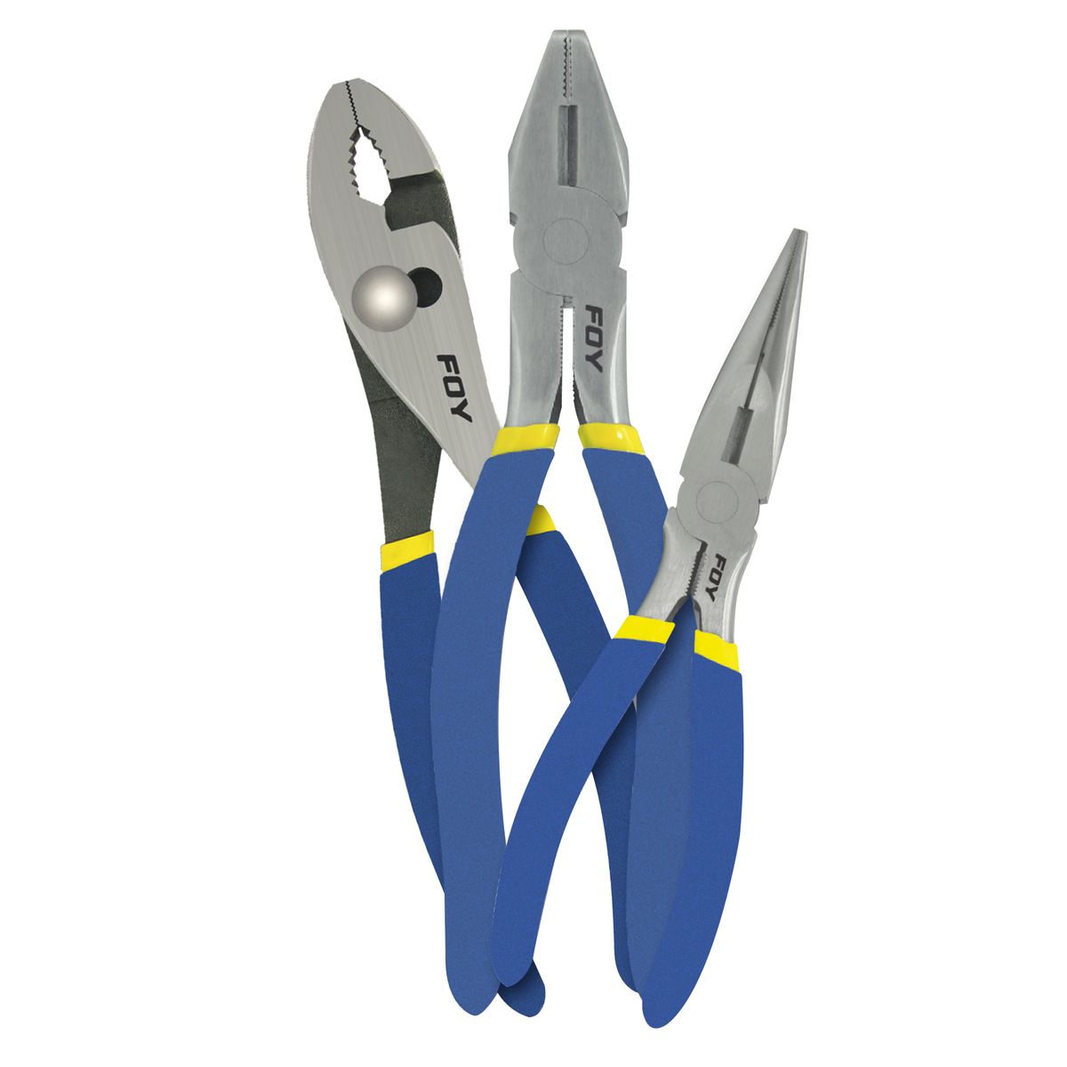 Juego de pinzas para electricista con mango doble plastisol, 3 piezas Foy 142027