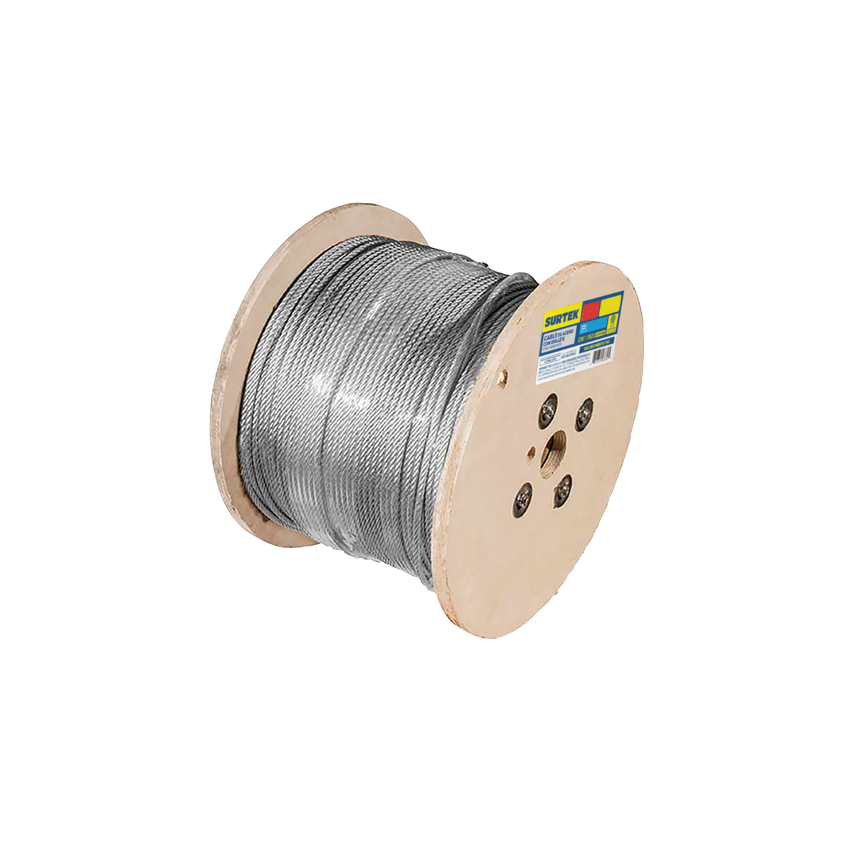 Cable de acero con grillete recubrimiento PVC 7 x 7 hilos, 1/4″ x 300 m Surtek CAP148 Cable de acero con grillete recubrimiento PVC 7 x 7 hilos, 1/4″ x 300 m Surtek CAP148