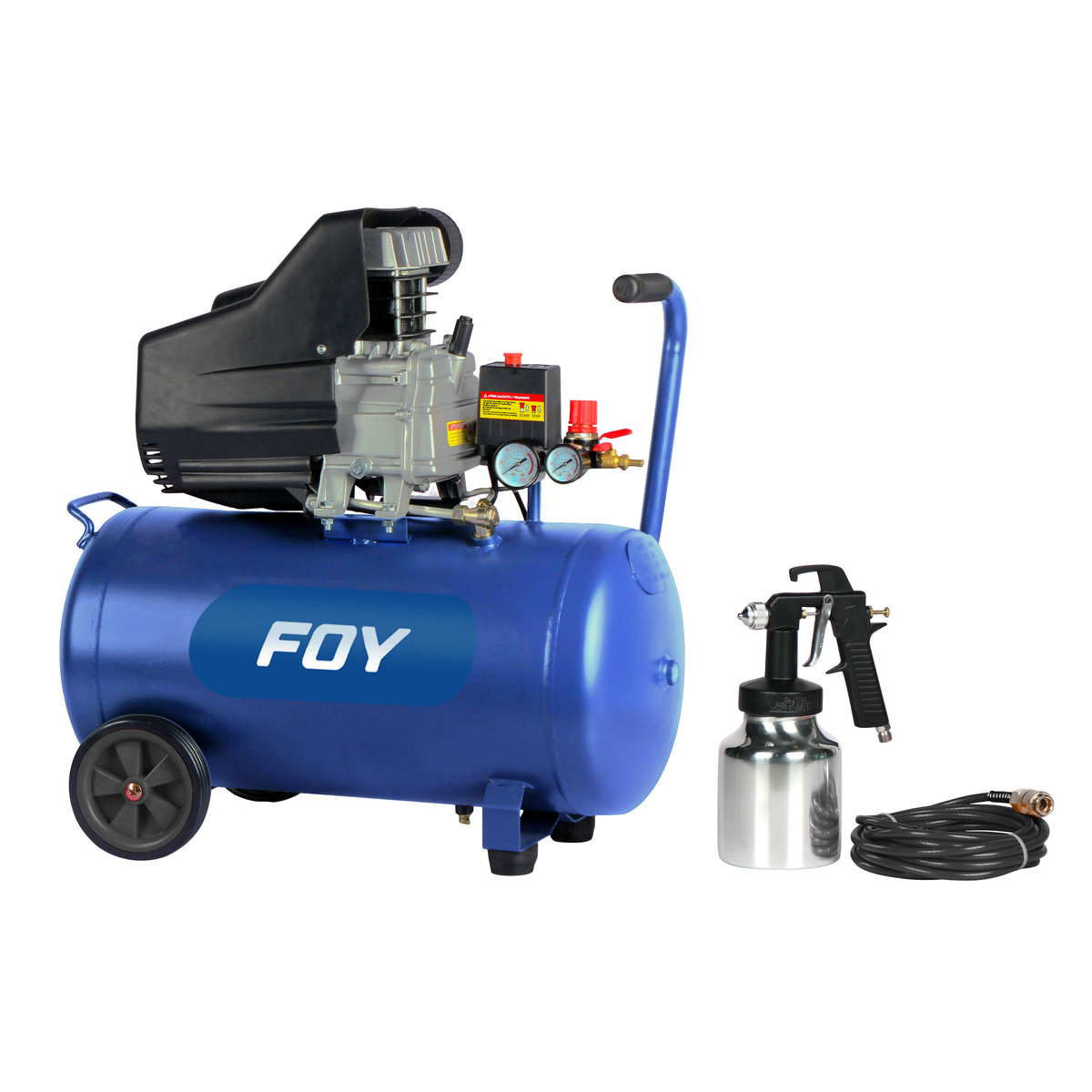 Compresor de aire eléctrico lubricado con pistola y manguera 40 Lt 2 HP 120 V Foy CMP340K