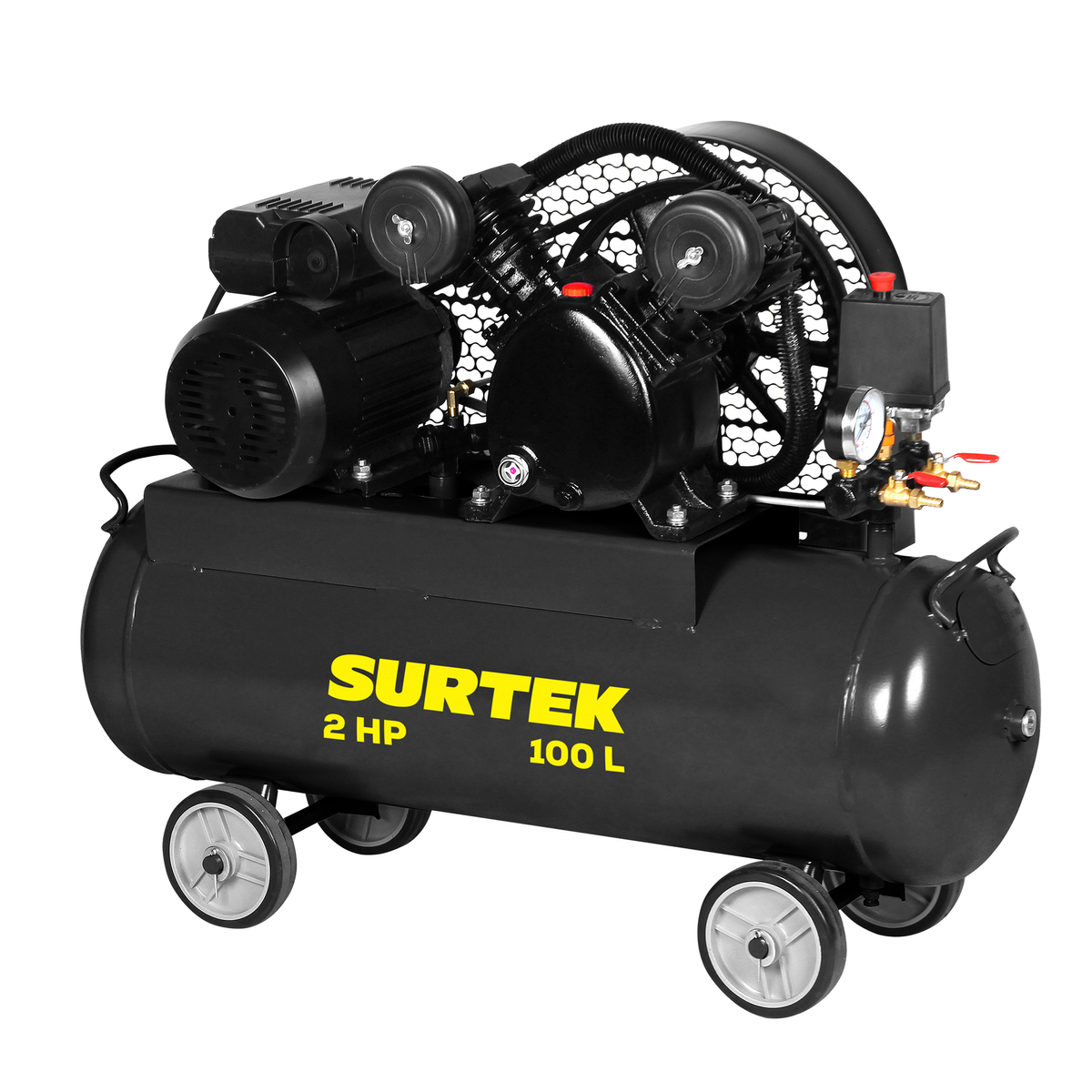 Compresor de aire eléctrico con transmisión de banda 100L, 2HP, 120V Surtek Compresor de aire eléctrico con transmisión de banda 100L, 2HP, 120V Surtek
