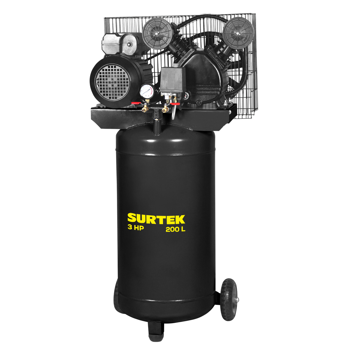 Compresor de aire eléctrico con transmisión de banda vertical 200L, 3HP, 200V Surtek Compresor de aire eléctrico con transmisión de banda vertical 200L, 3HP, 200V Surtek