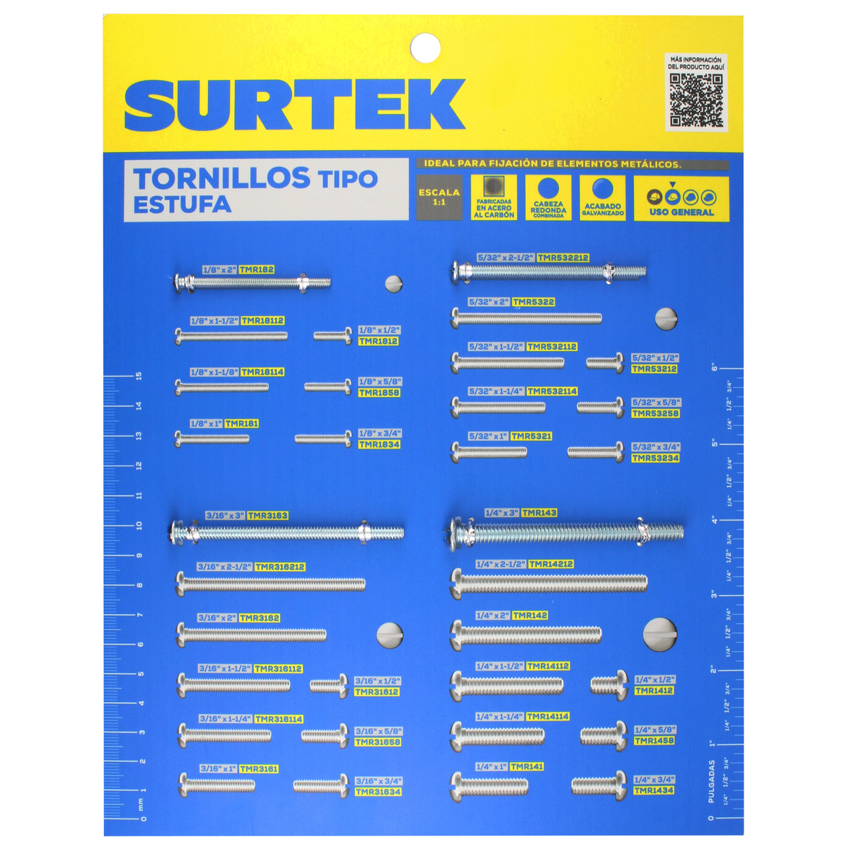 Muestrario de tornillos tipo estufa Surtek Muestrario de tornillos tipo estufa Surtek