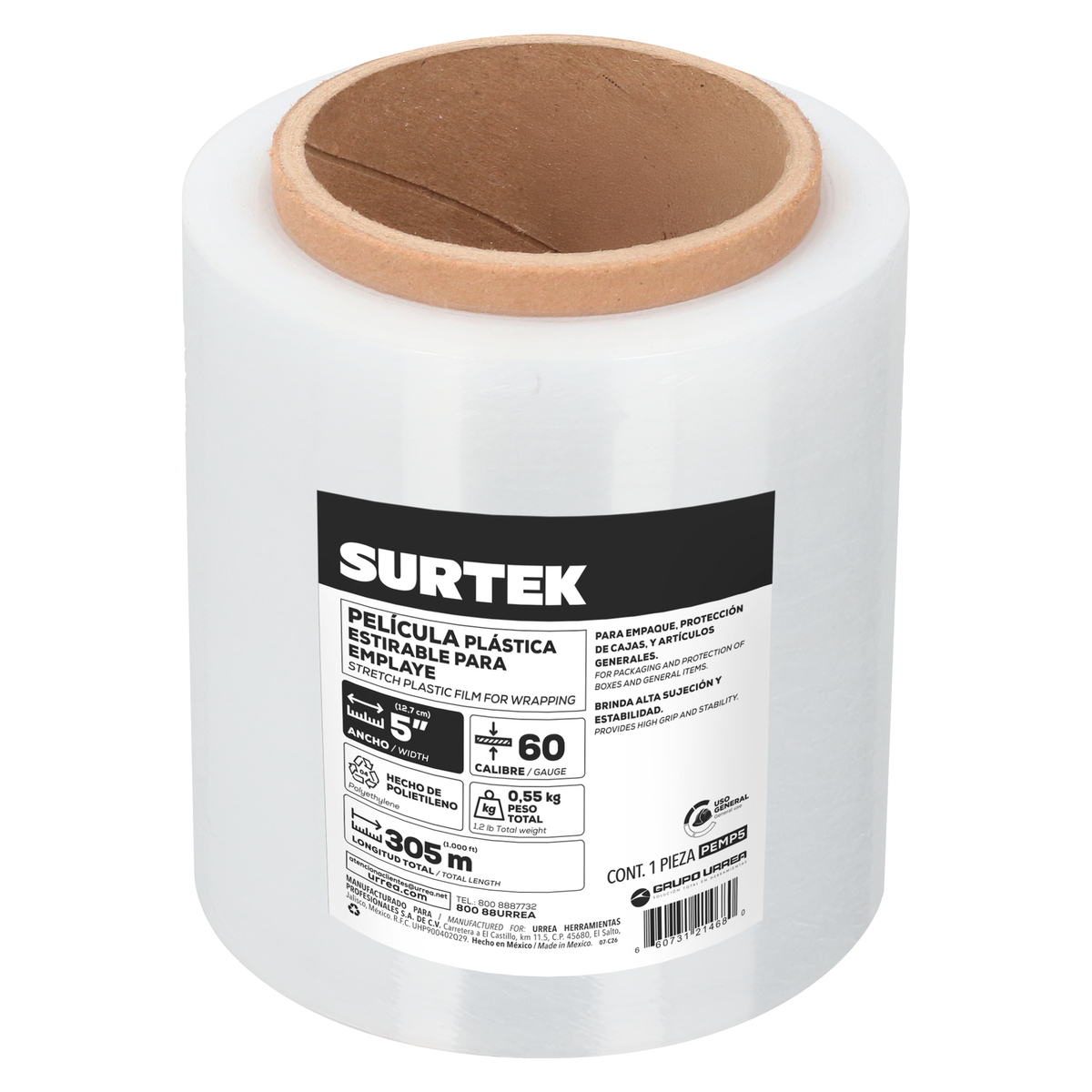Película plástica estirable para emplaye 5″ Surtek PEMP5