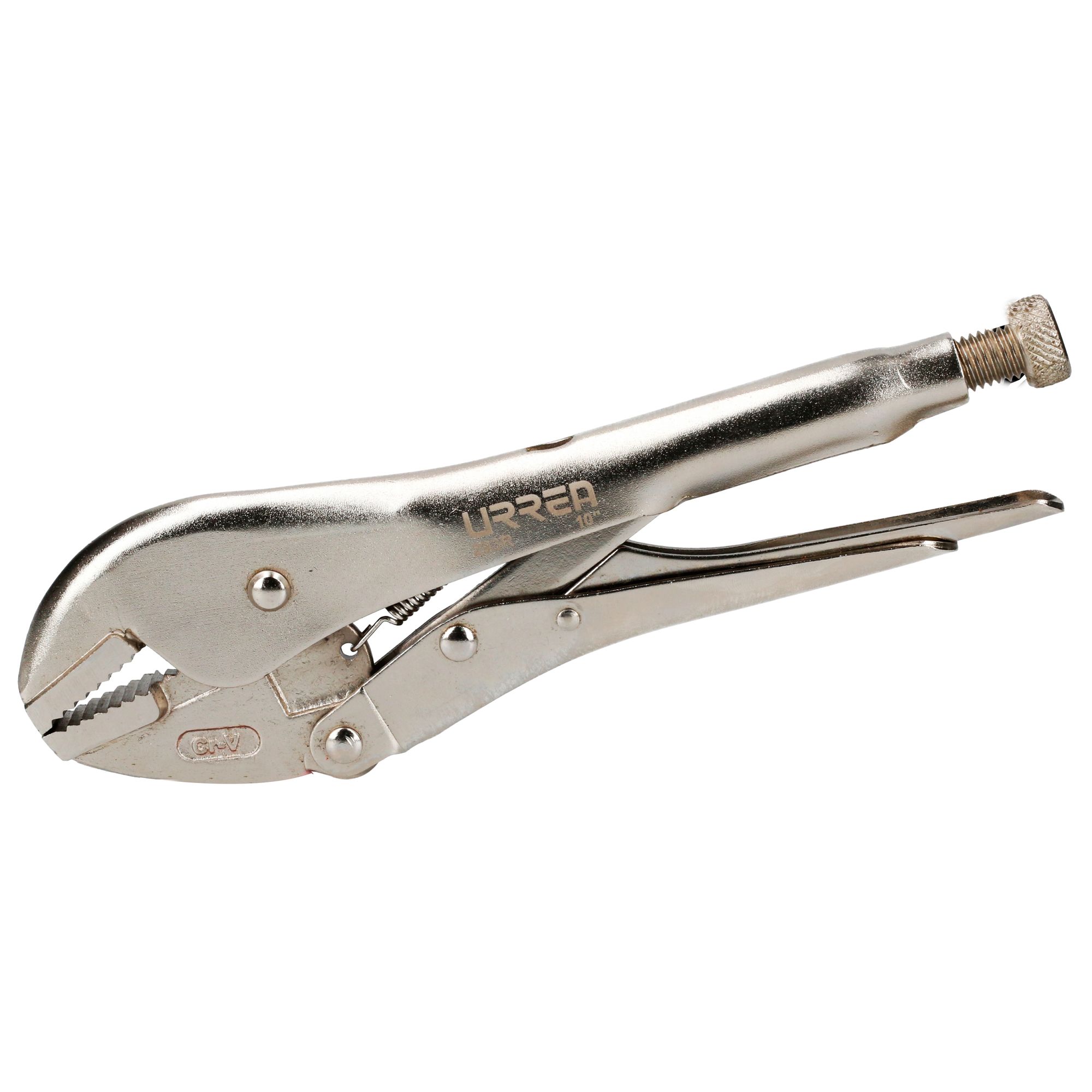 Pinza de presión cromada quijada recta de 10" Urrea