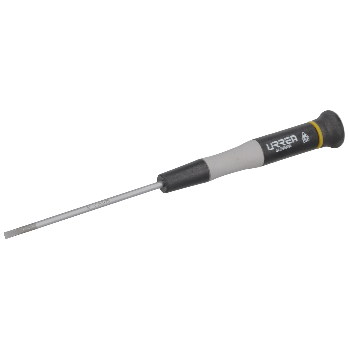 Destornillador de precisión ESD anti-estáticos, punta plana 15/128″ x 2-15/16″ Urrea 9508B